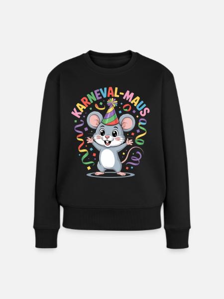 KARNEVALS MAUS - Frauen Premium Bio Pullover - Schwarz