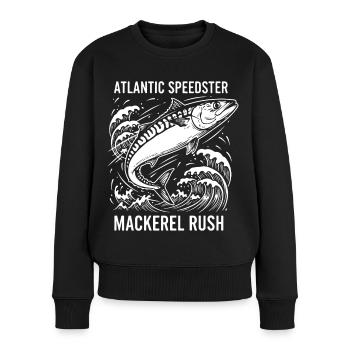 Seefischen, Makrelen, Makrelenrausch, Rausch - Frauen Premium Bio Pullover - Schwarz - Vorne - Julia (174cm)