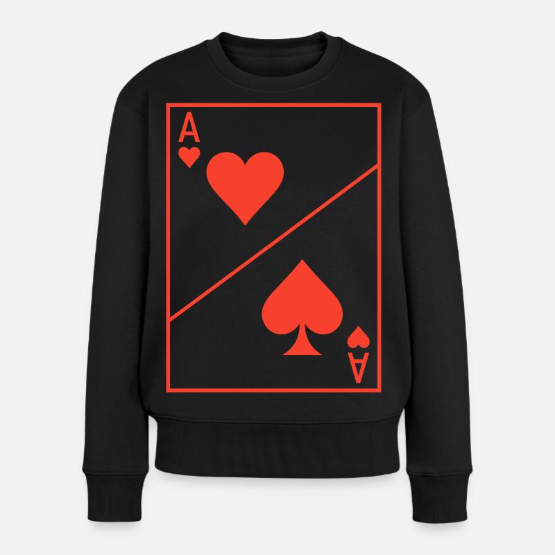 Herz Ass Kostüm Karneval Poker Geschenk Lustig - Frauen Premium Bio Pullover - Schwarz