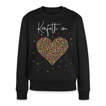Konfetti im Herzen - Frauen Premium Bio Pullover - Schwarz - Vorne - Julia (174cm)