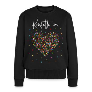Konfetti im Herzen - Frauen Premium Bio Pullover - Schwarz - Vorne - Julia (174cm)