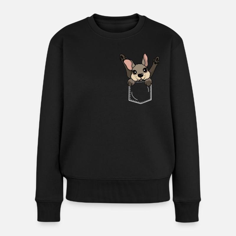 Pocket Cute Baby Wallaby (Känguru) - Frauen Premium Bio Pullover - Schwarz