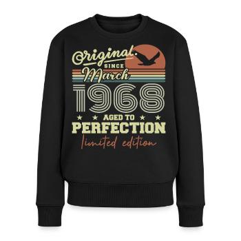 Geburtstag März 1968 - Frauen Premium Bio Pullover - Schwarz - Vorne - Julia (174cm)