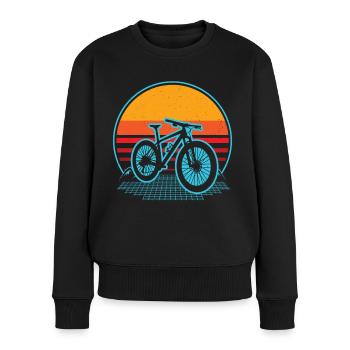 Retro Mountainbike Vintage Mountainbiken - Frauen Premium Bio Pullover - Schwarz - Vorne - Julia (174cm)
