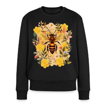 Imker, Imker, Bienen, Blumen & Wachs - Frauen Premium Bio Pullover - Schwarz - Vorne - Julia (174cm)