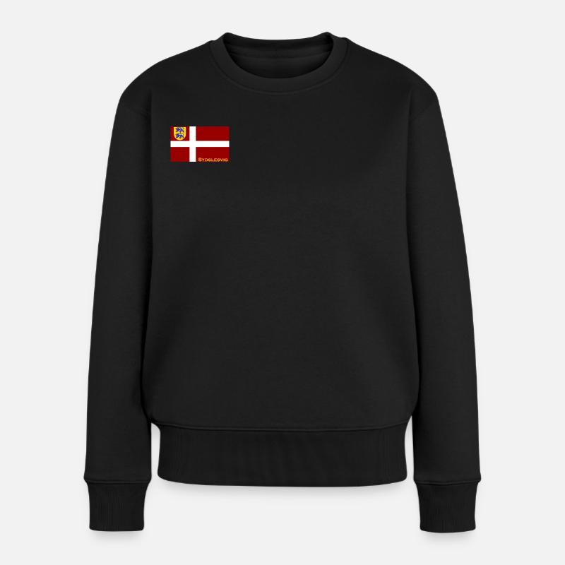 sydslesvig dannebrog - Frauen Premium Bio Pullover - Schwarz