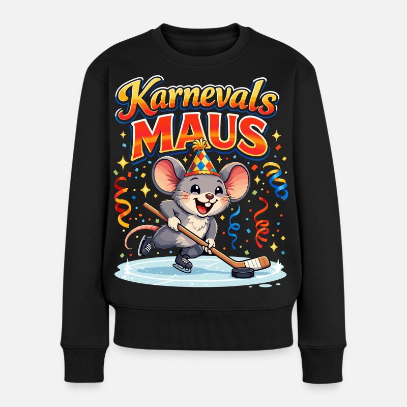 karneval maus kostüm Eishockey  - Frauen Premium Bio Pullover - Schwarz