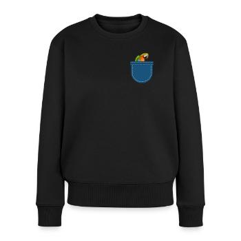 Exotisches Tier Vogel Geschenk Brusttasche Papagei - Frauen Premium Bio Pullover - Schwarz - Vorne - Julia (174cm)