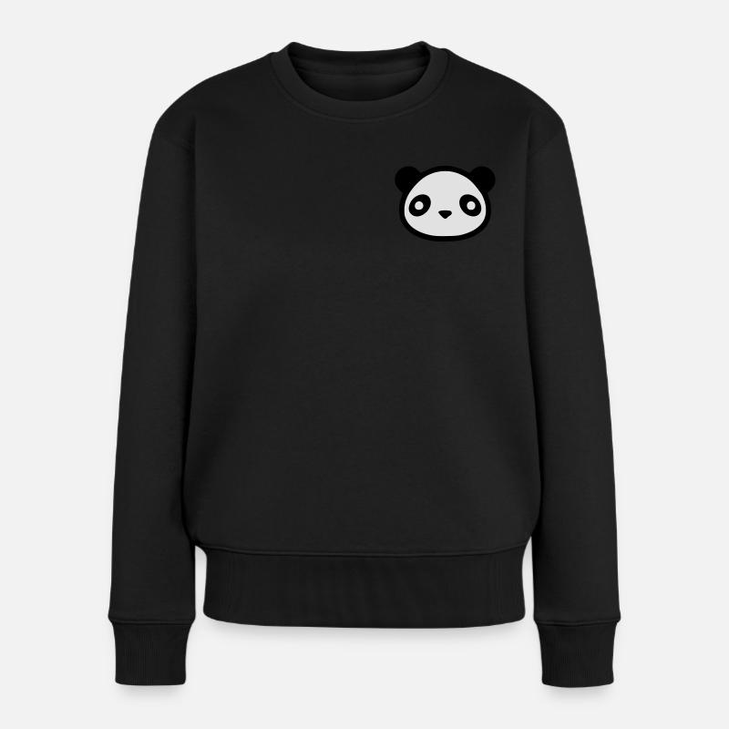 Panda - Frauen Premium Bio Pullover - Schwarz
