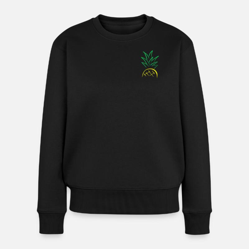 Ananas Sketch – Fresh Fruit Graphic - Frauen Premium Bio Pullover - Schwarz