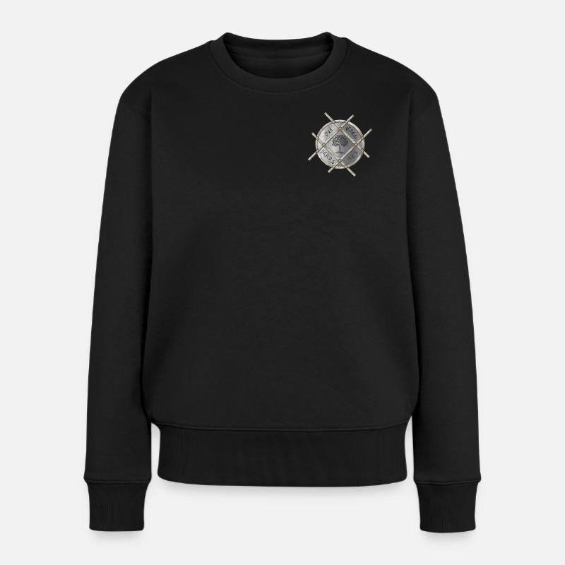 Symbolisches Silbermedaillon - Frauen Premium Bio Pullover - Schwarz