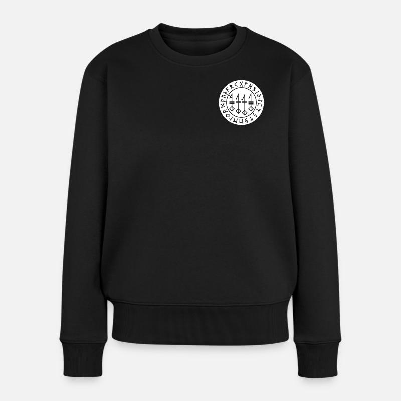 Runes circulaires blanches de Svefnthorn - Pull Premium bio Femme - noir