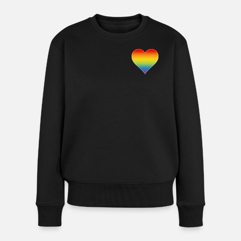 Regenbogen Herz - Frauen Premium Bio Pullover - Schwarz