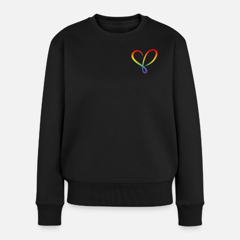 Regenbogen Herz - Frauen Premium Bio Pullover - Schwarz