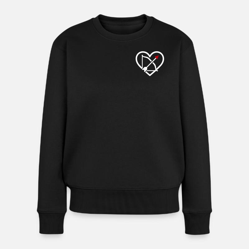 Bogenschießen Herz Pfeil Pfeil Sport Geschenk - Frauen Premium Bio Pullover - Schwarz