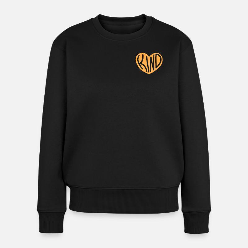 Heart KIND Typografie-Design - Frauen Premium Bio Pullover - Schwarz