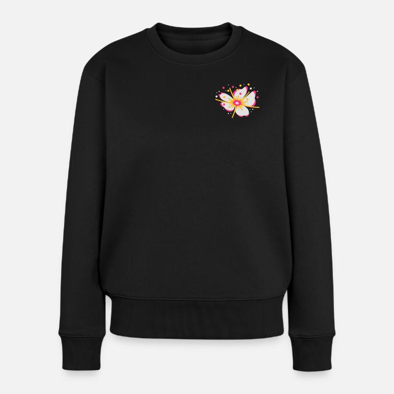 Kirschblüte mit Blütenstaub - Frauen Premium Bio Pullover - Schwarz