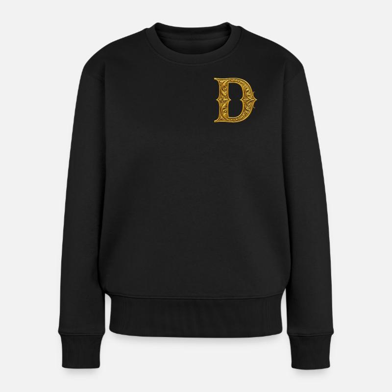 Ornamentgold Initiale D - Frauen Premium Bio Pullover - Schwarz