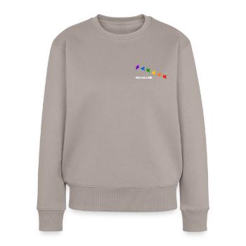Free like a bird, in Regenbogenfarben - Weiß - Frauen Premium Bio Pullover - Taupe - Vorne - Julia (174cm)