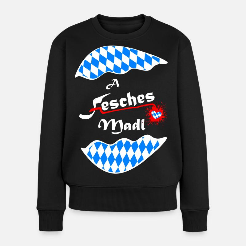  Herz Bavarian Design - Frauen Premium Bio Pullover - Schwarz