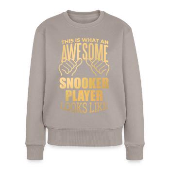 Snooker - Frauen Premium Bio Pullover - Taupe - Vorne - Julia (174cm)