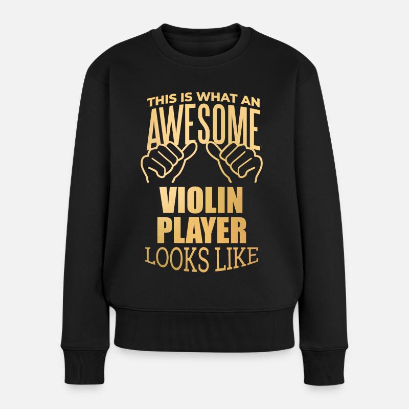 Geige - Frauen Premium Bio Pullover - Schwarz