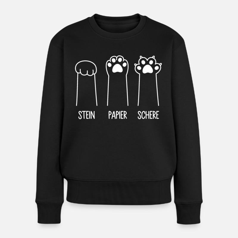 Katzenpfoten Katze Pfote Spiel Stein Papier Schere - Frauen Premium Bio Pullover - Schwarz