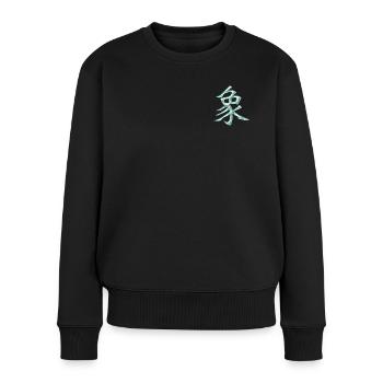 Éléphant (caractère chinois) - Pull Premium bio Femme - noir - Devant - Julia (174cm)