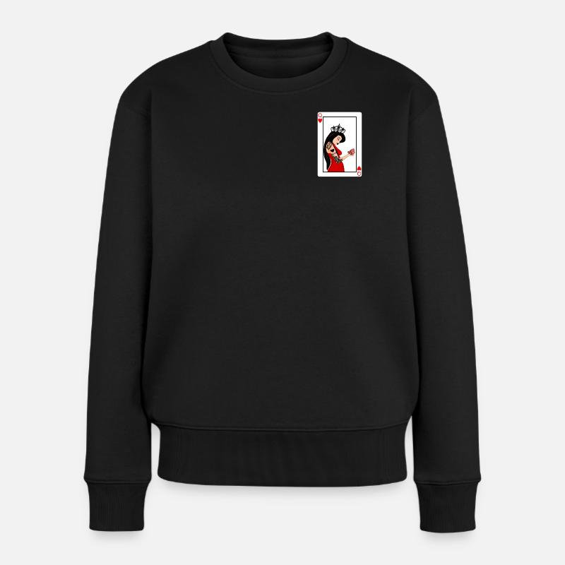 Carte Dame de Coeur punk - Pull Premium bio Femme - noir