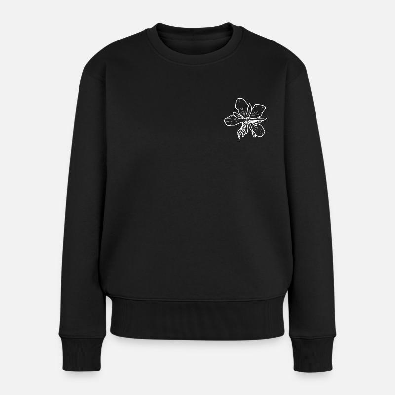 Weidenrose minimalistisch - Frauen Premium Bio Pullover - Schwarz