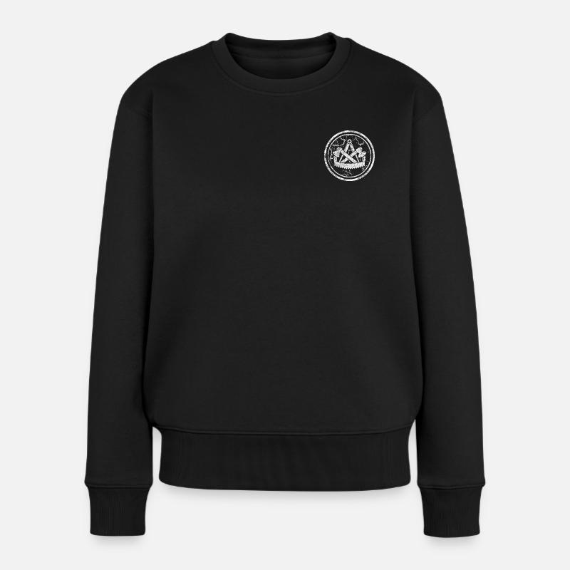 Zunftzeichen Zimmermann Rund im used Look - Frauen Premium Bio Pullover - Schwarz