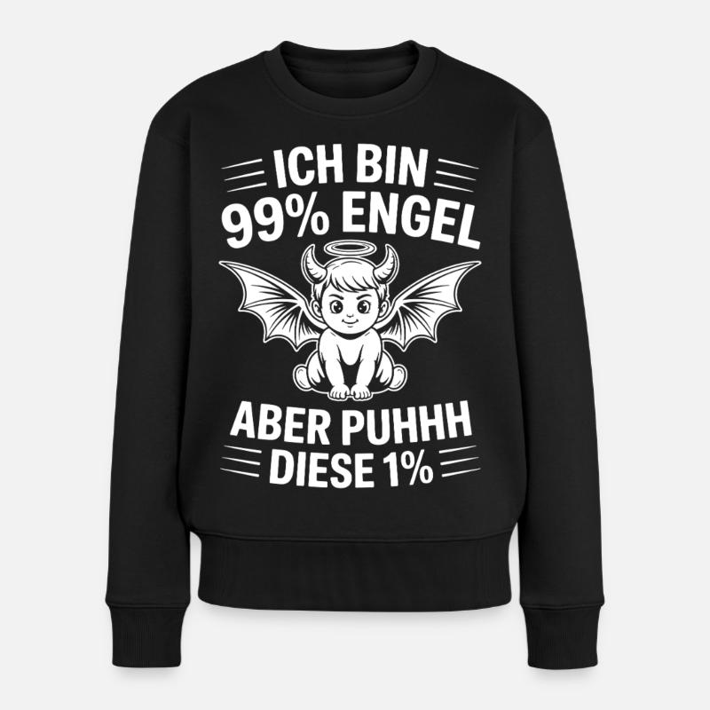 Ich bin 99% Engel aber Puhhh diese 1% - Frauen Premium Bio Pullover - Schwarz
