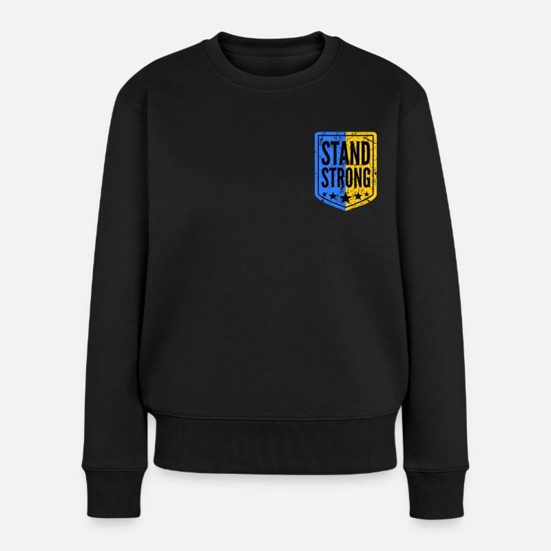 Ukraine stand strong Wappen Unterstützung - Frauen Premium Bio Pullover - Schwarz