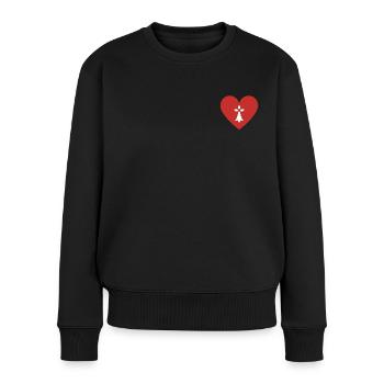 Kleines rotes Herz Hermelin weiß - Brittany BZH - Frauen Premium Bio Pullover - Schwarz - Vorne - Julia (174cm)