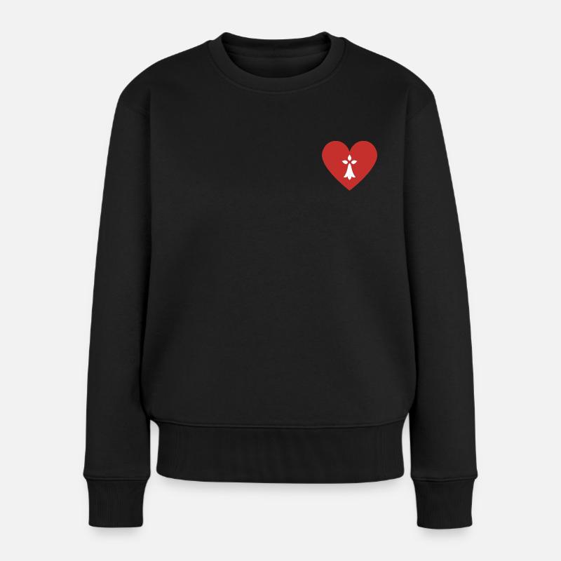 Kleines rotes Herz Hermelin weiß - Brittany BZH - Frauen Premium Bio Pullover - Schwarz