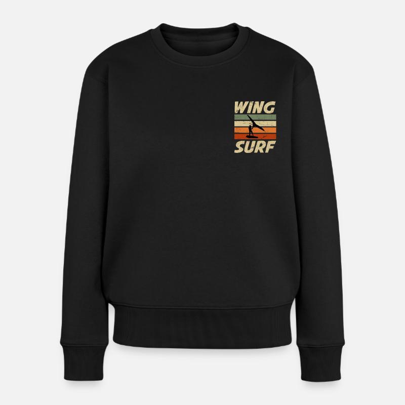 Retro Wingfoiler Wing Surf Wing Foil cadeau - Pull Premium bio Femme - noir