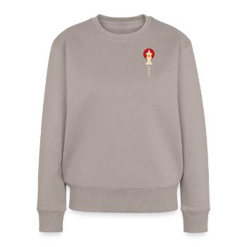 MEVIBE-Pensées profondes - Pull Premium bio Femme - taupe - Devant - Julia (174cm)