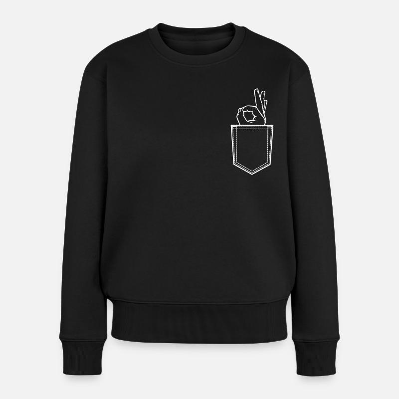 Lustiges Reingeguckt Pocket Brusttasche Geschenk - Frauen Premium Bio Pullover - Schwarz