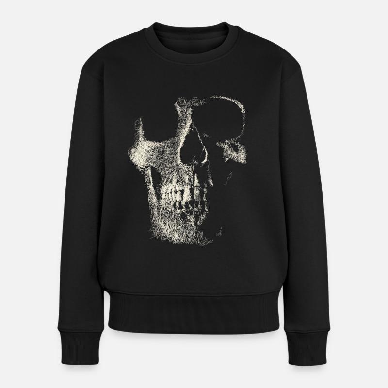 Schädel - Frauen Premium Bio Pullover - Schwarz