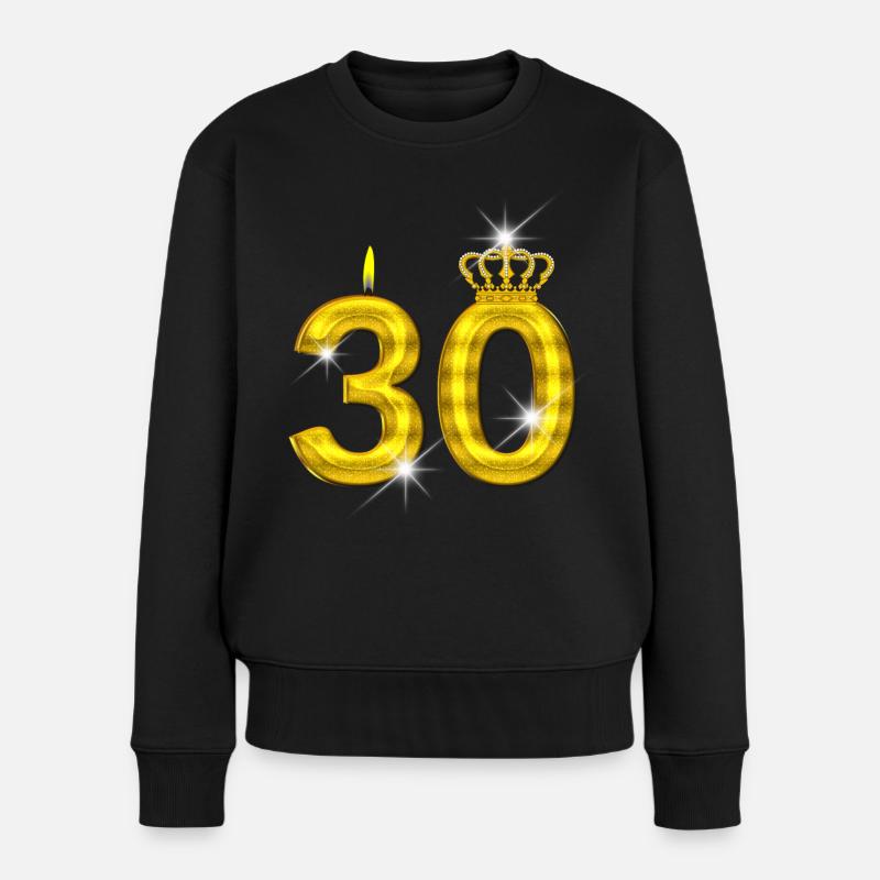 bougie d’anniversaire 30 - couronne - - or - Pull Premium bio Femme - noir