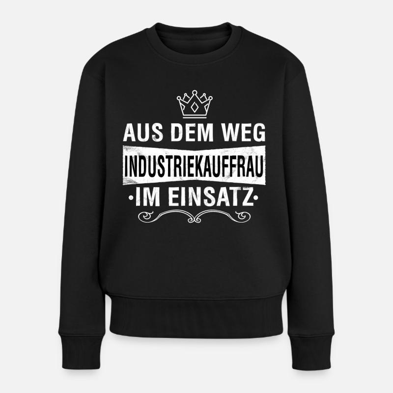 INDUSTRIEKAUFFRAU - Frauen Premium Bio Pullover - Schwarz