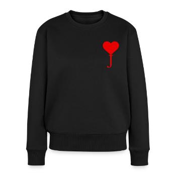 Rotes Herz mit dem Buchstaben J - Frauen Premium Bio Pullover - Schwarz - Vorne - Julia (174cm)