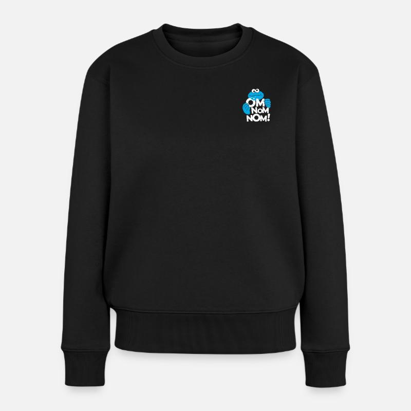 Sesamstraße Krümelmonster Om Nom Nom Klein - Frauen Premium Bio Pullover - Schwarz