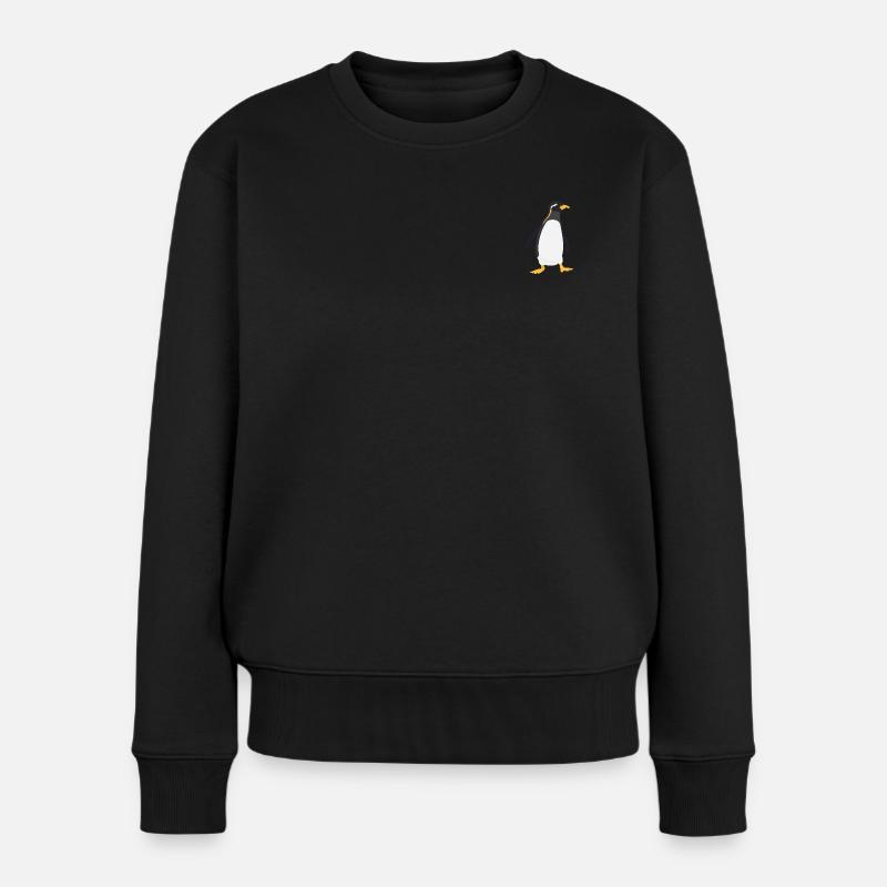 Ein kleiner Pinguin auf der Brust! - Frauen Premium Bio Pullover - Schwarz