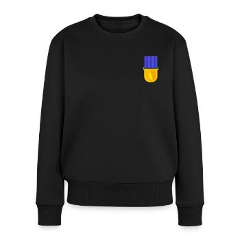 Serrano Medaille - Frauen Premium Bio Pullover - Schwarz - Vorne - Julia (174cm)