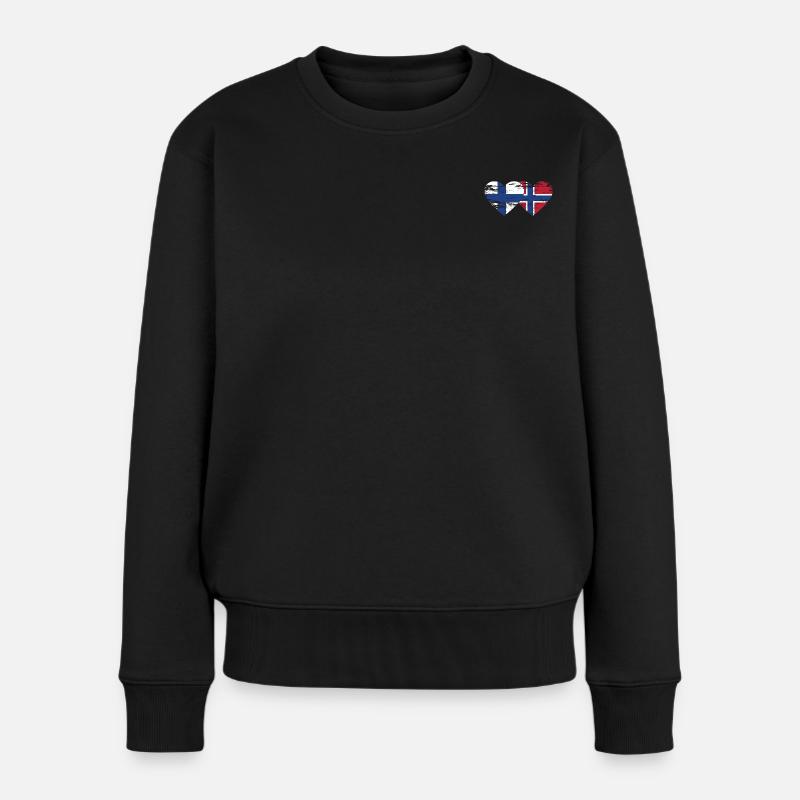 Finnland Norwegen Flagge Herz used used - Frauen Premium Bio Pullover - Schwarz
