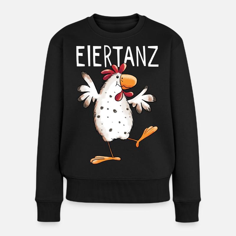 Eiertanz Huhn - Hühner - Comic - Vogel - Fun - Frauen Premium Bio Pullover - Schwarz