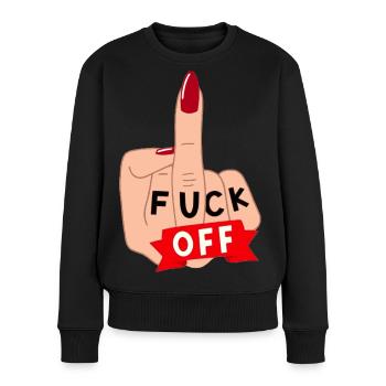 Verpiss dich. Für Damen, die gerne Abstand halten* - Frauen Premium Bio Pullover - Schwarz - Vorne - Julia (174cm)
