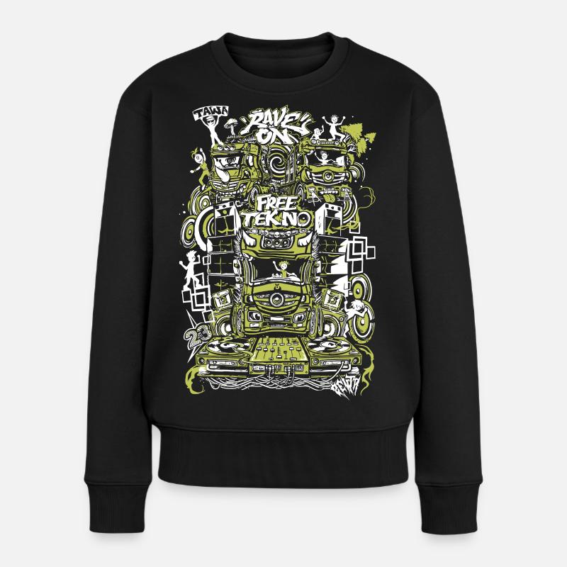 Rave on free TEKNO  - Pull Premium bio Femme - noir