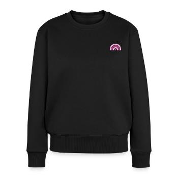 Rosa Regenbogen mit Herz - Frauen Premium Bio Pullover - Schwarz - Vorne - Julia (174cm)